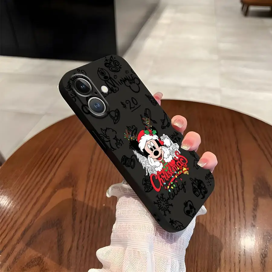 Funda de teléfono suave negra para iPhone XR 7 8 15 16 14 Plus XS Max 13 12 11 17 Pro Max 17Air dibujos animados Mickey Minnie Navidad - imagen 4
