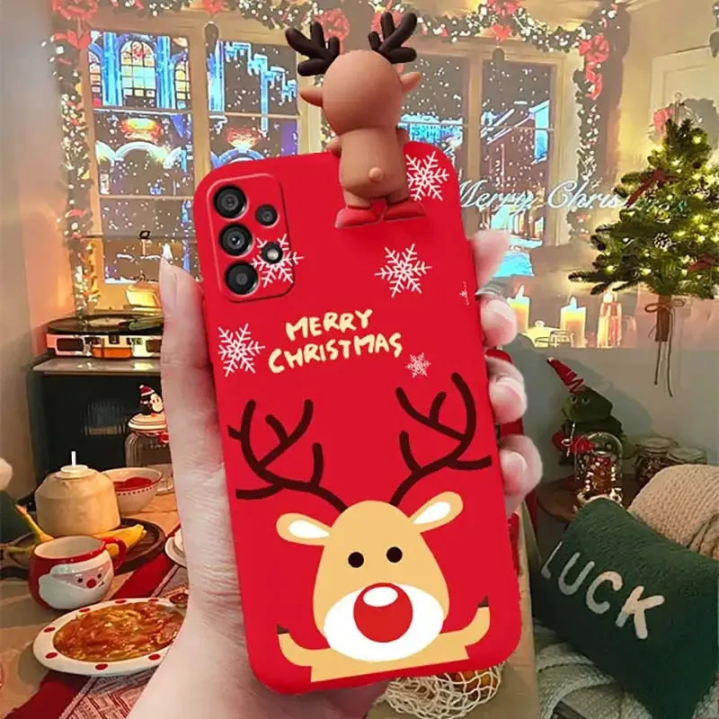 Funda navideña de oso y Papá Noel en 3D para Samsung Galaxy S25 S24 S23 Ultra S22 S21 Plus S20 S25 FE S21 Ultra, funda de regalo para teléfono - imagen 3