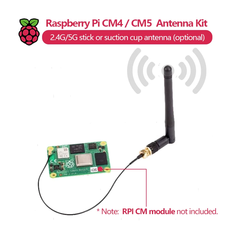 Raspberry Pi CM4 / CM5 WiFi Antenna with SMA Connector, Supports 2.4G / 5G, stick or suction cup antenna (optional). - imagen 2