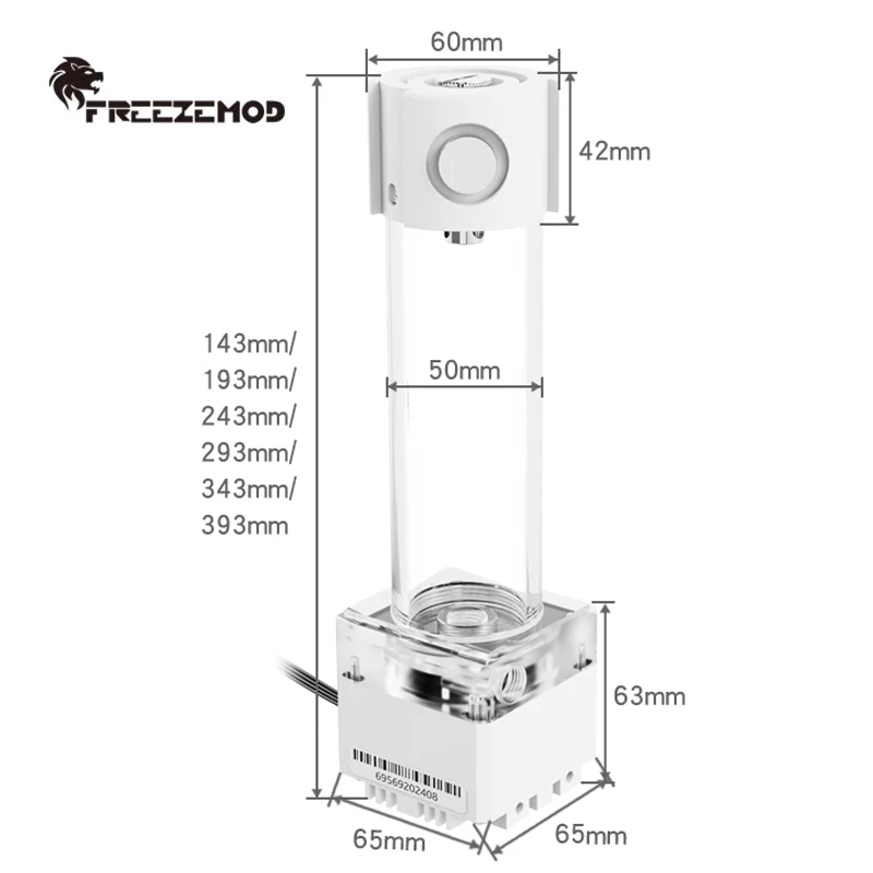 FREEZEMOD AIO Caja de depósito de bomba de agua 14-39 cm Res Lift 3,5 metros de flujo 650L/H antiespumante, negro/plata/blanco/rojo PUB-FS6MA - imagen 2
