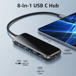 Cristal Templado HUB USB-C 8 en 1 HDMI 4K – Compatible MacBook