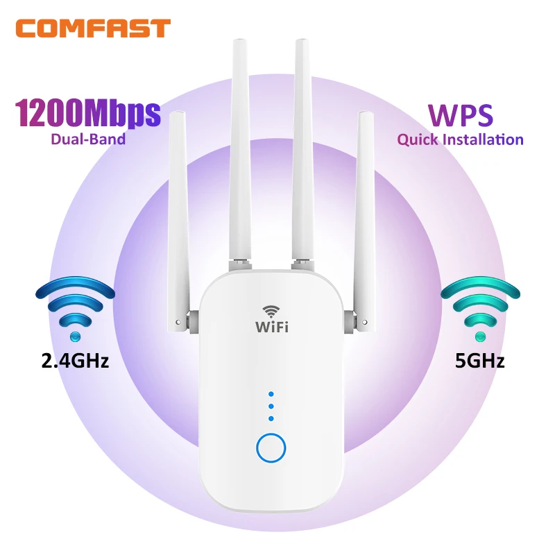 Comfast-extensor WiFi AC1200, repetidor WiFi de doble banda de 2,4G y 5GHz, enrutador doméstico, amplificador de rango de señal inalámbrico, 4 antenas AP de 3dBi - imagen 4