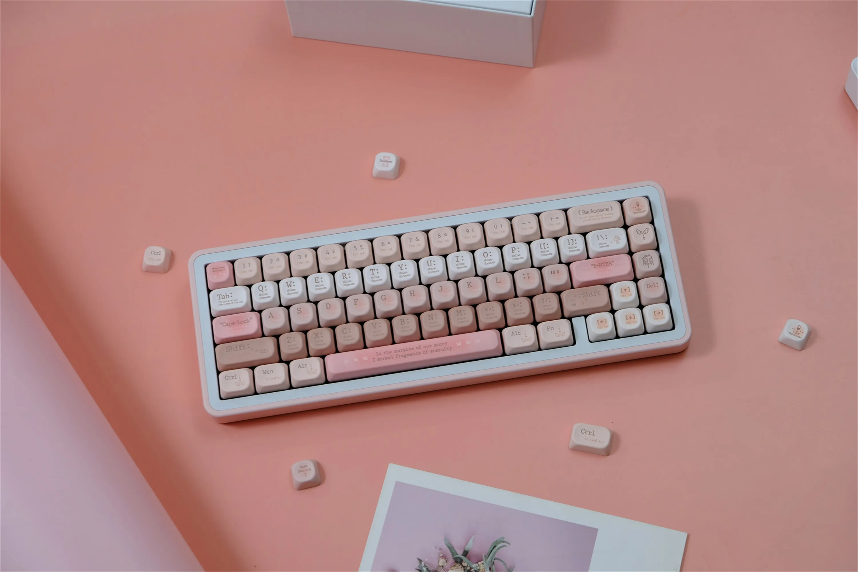 Teclas rosas románticas, 126 teclas, Material PBT, perfil MOA XOA para teclado mecánico MX Switch 61/64/68/75/84/87/96/98/104 - imagen 2