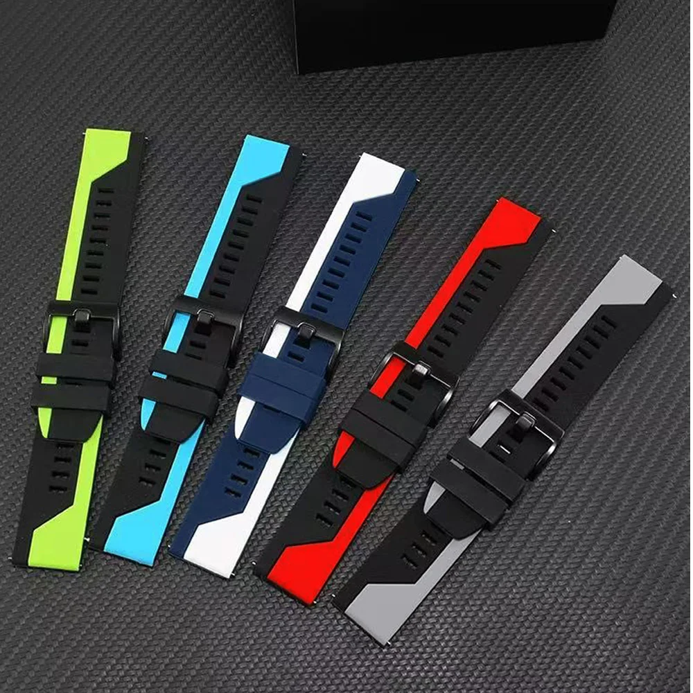 Pulsera de silicona de 22mm de ancho, correa de repuesto para reloj inteligente, accesorio para reloj, correa deportiva suave y transpirable, pulsera de moda - imagen 5