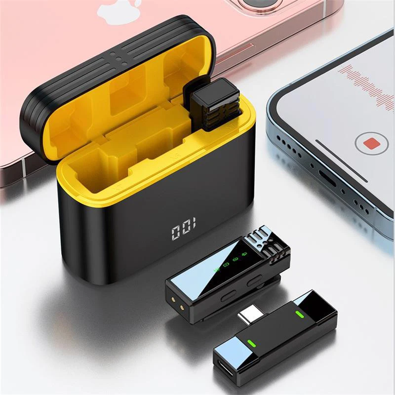 Micrófono Lavalier inalámbrico, grabación de Audio y vídeo portátil, micrófono con cancelación de ruido para entrevistas Vlog, transmisión en vivo