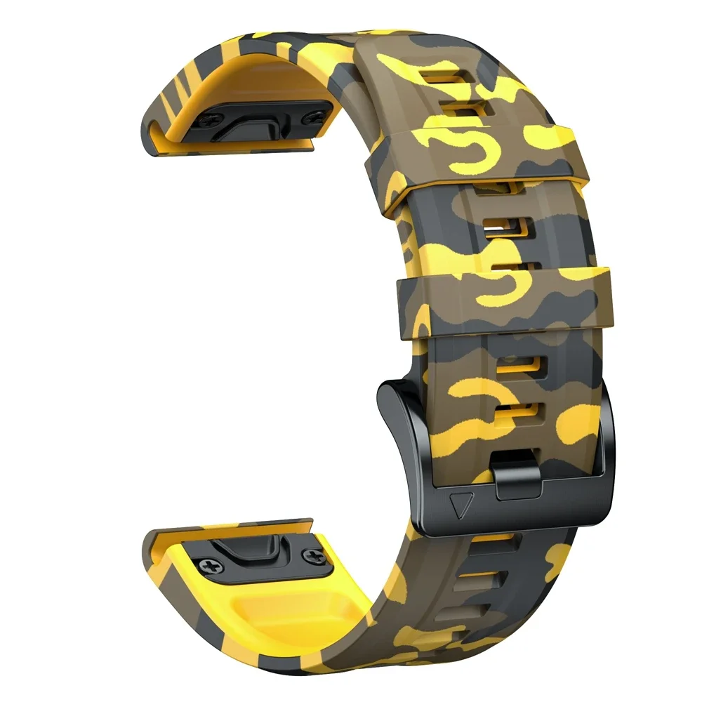 Correa de silicona de camuflaje deportiva QuickFit de 22mm y 26mm para Garmin Fenix 6X 7X Pro Band para pulsera Fenix 6Pro 5Plus