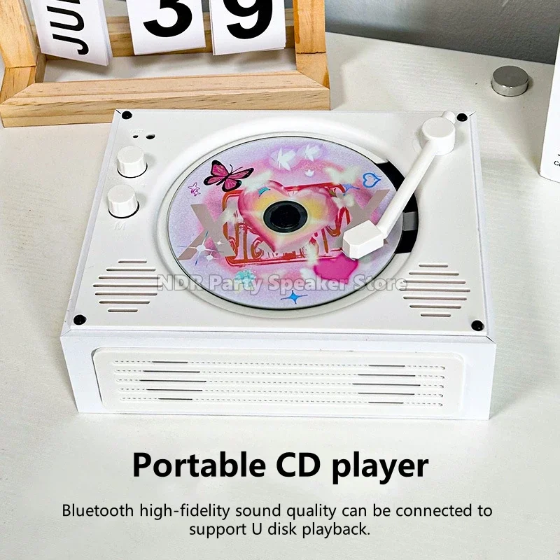 Reproductor de CD Retro, soporte recargable, CD BT, USB, 3,5mm, AUX, reproductor de CD portátil, inalámbrico, Compatible con Bluetooth, altavoces de música 5,3 - imagen 3