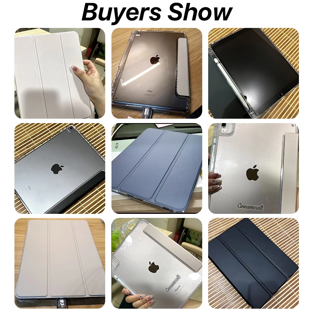 Funda para iPad 7th 8th 9th 10,2 funda transparente con portalápices funda para tableta para iPad Air 4 5 10,9 5th 6th 9,7 Pro 12,9 funda - imagen 5