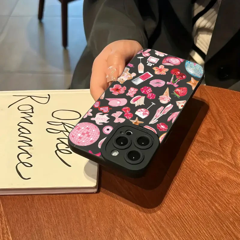 Funda con diseño de cereza y lazo rosa con bola de cristal brillante para Samsung Galaxy S25 S24 S23 S22 Ultra Plus FE A16 A06 A26 A54 A32 A33 - imagen 4