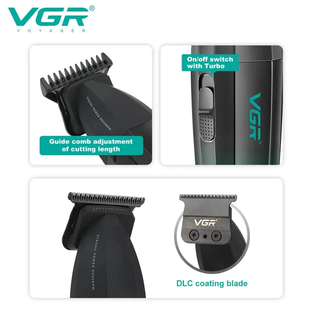 VGR Cortadora de Pelo Inalámbrica Profesional Recargable para Hombre - imagen 4