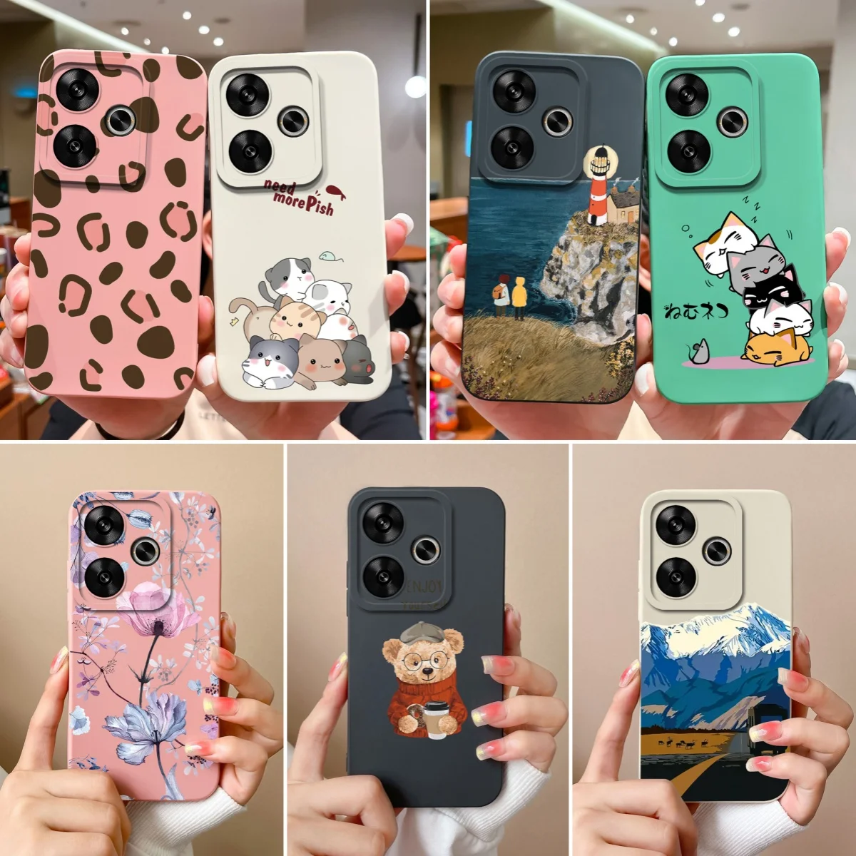 Funda para teléfono Poco F6 Pro, carcasa trasera de dibujos animados para Xiaomi PocoF6, carcasa de parachoques anticaída de silicona líquida suave y lisa