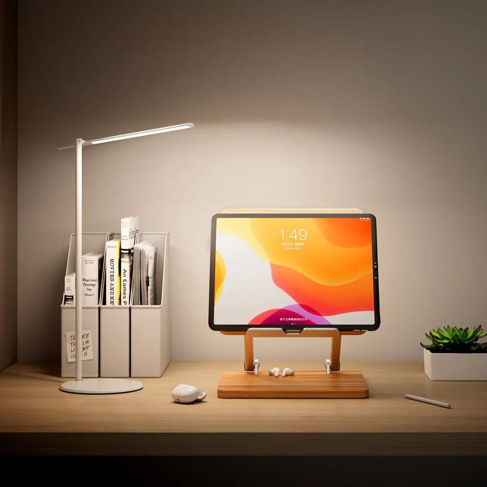 Soporte Tablet Escritorio Ajustable – Plegable Metal y Madera - imagen 5