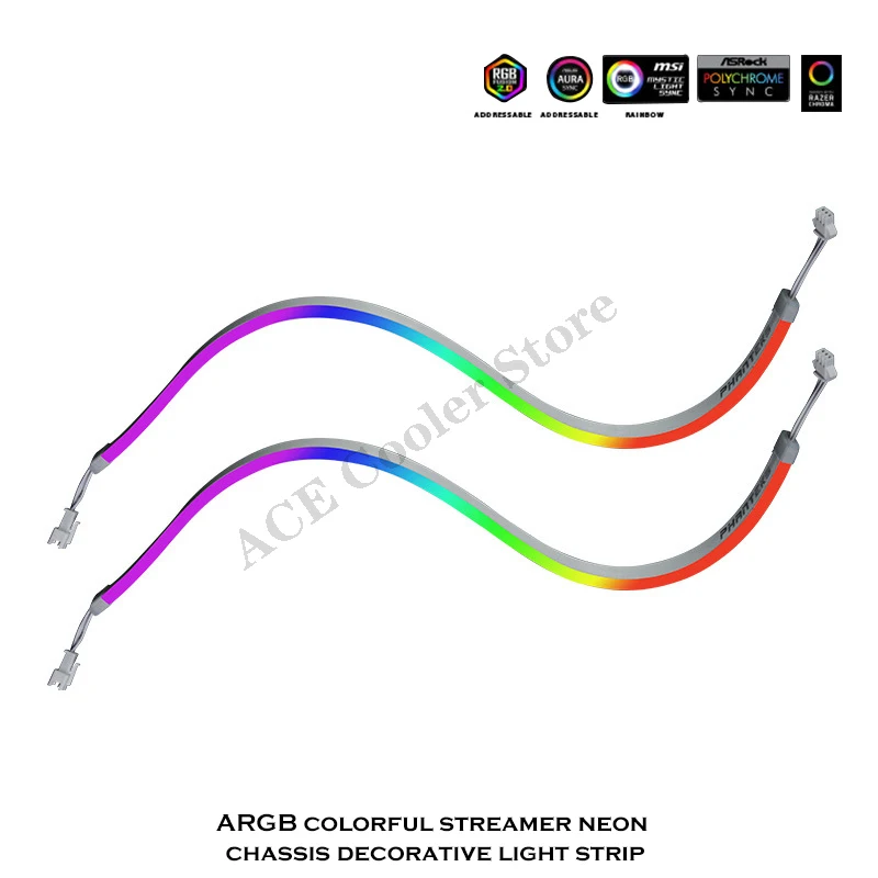 PHANTEKS-tira de luces de chasis de neón M5 RGB, decoración de carcasa de ordenador ARGB, tira LED de 400mm/500mm, 5V, 3 pines, sincronización direccionable AURA - imagen 3