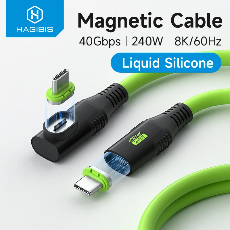 Hagibis USB C Cable de carga rápida magnético PD 240W 40Gbps Compatible con Cable de vídeo Thunderbolt 4/3 para computadora portátil iPhone 17 Tablet - imagen 2