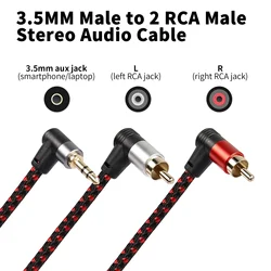 Cable Adaptador 3,5mm a 2 RCA Estéreo Ángulo 90º Divisor Y para Móvil PC