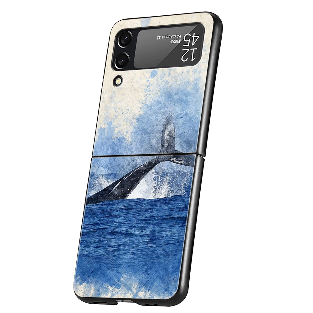 Funda de teléfono de pareja emparejada con ballena delfín para Samsung Galaxy Z Flip 3 4 5 6 7 PC plegable duro para Samsung Z Flip3 Flip4 Flip5 - imagen 3
