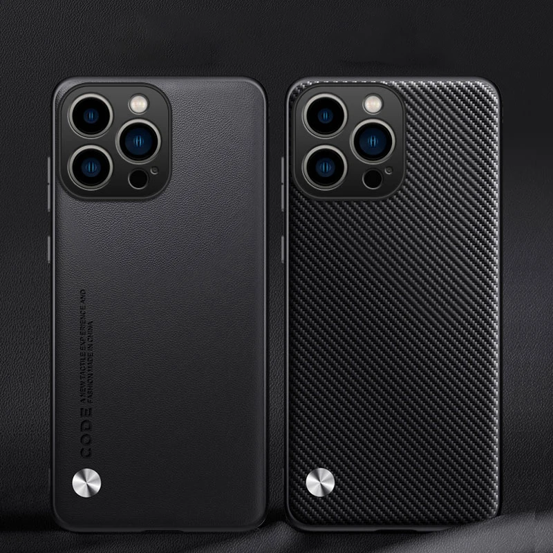 Funda de cuero para iPhone, carcasa protectora de silicona de fibra de carbono para iPhone 16, 15, 14 Pro Max Plus, 13, 12, 11 Pro Max, XS, XR, 8, 7 Plus, SE2 - imagen 5