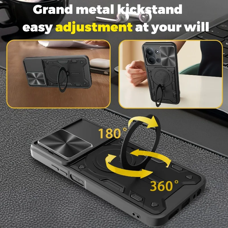 Cubierta deslizante para Redmi 15C, cubierta de soporte de anillo magnético de 173mm para Redmi 15 C, lente de 171mm, protección de cámara, parachoques a prueba de golpes - imagen 4