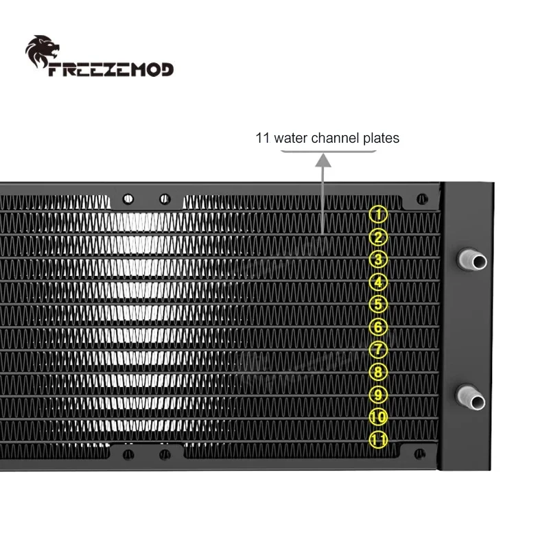 FreezeMod 360 Radiador enfriador de agua Rad de aluminio PC refrigeración por agua ventilador de 12 cm, conexión ID manguera de 5-6 mm, negro/blanco R-LP22-360 - imagen 4