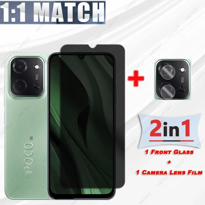Vidrio antiespía para Xiaomi Poco C85 5G Protector de pantalla de privacidad de vidrio para Poco C85 5G Protector de lente de cámara de película para Poco C85 5G