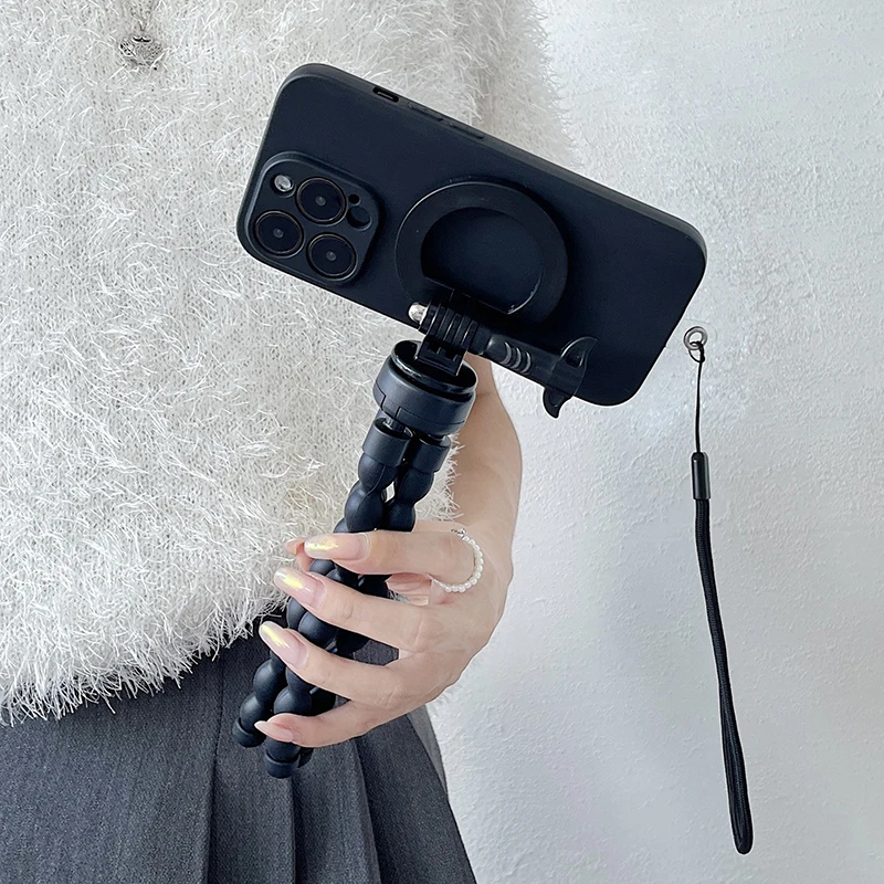 Soporte de escritorio magnético Universal para teléfono, trípode Flexible, soporte móvil, montaje de vídeo Selfie para iPhone, accesorios Magsafe - imagen 4