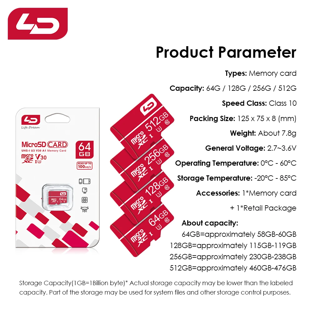 Tarjeta de memoria Microsd LD Original, 256GB, 128GB, 64GB, 1TB, 512GB, 32GB, tarjeta TF - imagen 5
