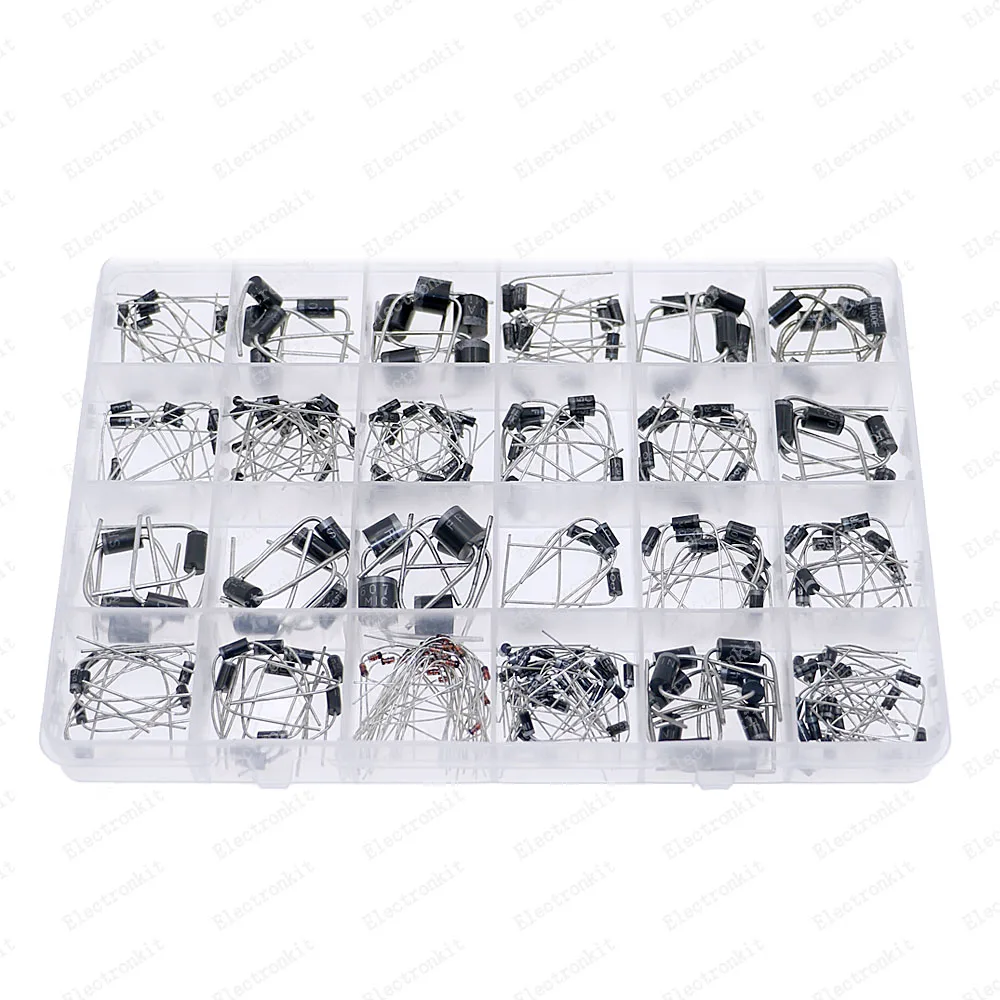 Kit de diodo Schottky de conmutación rápida, caja 1N4007 UF5408 UF4007 1N5399 HER308 MUR4100 1N4148 RL207 SR3100 FR607 1N5819 1N5404, 265 unidades - imagen 3