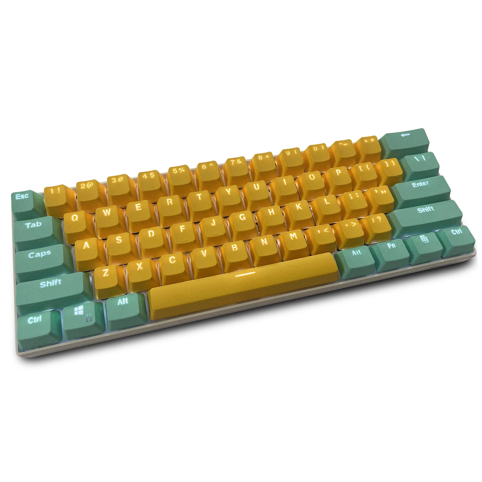 (Solo teclas vendidas) Amarillo cian RK 61 Teclas Material PBT OEM Altura retroiluminada de dos colores para teclado mecánico Cherry MX Switch - imagen 3
