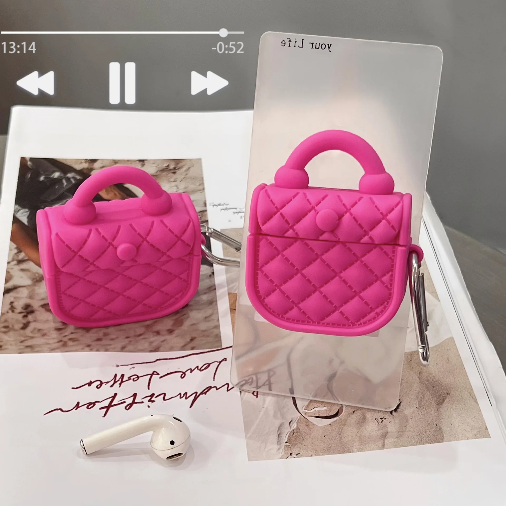 Funda de bolso rosa para AirPods 4 Airpod 1 2 3 Pro Pro2 auriculares Bluetooth caja de carga funda protectora para auriculares ﻿