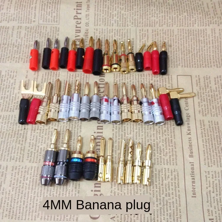 Conector Banana con cabeza de linterna chapado en oro de 4mm, enchufe de prueba tipo linterna, conector Banana niquelado de cuatro páginas - imagen 4