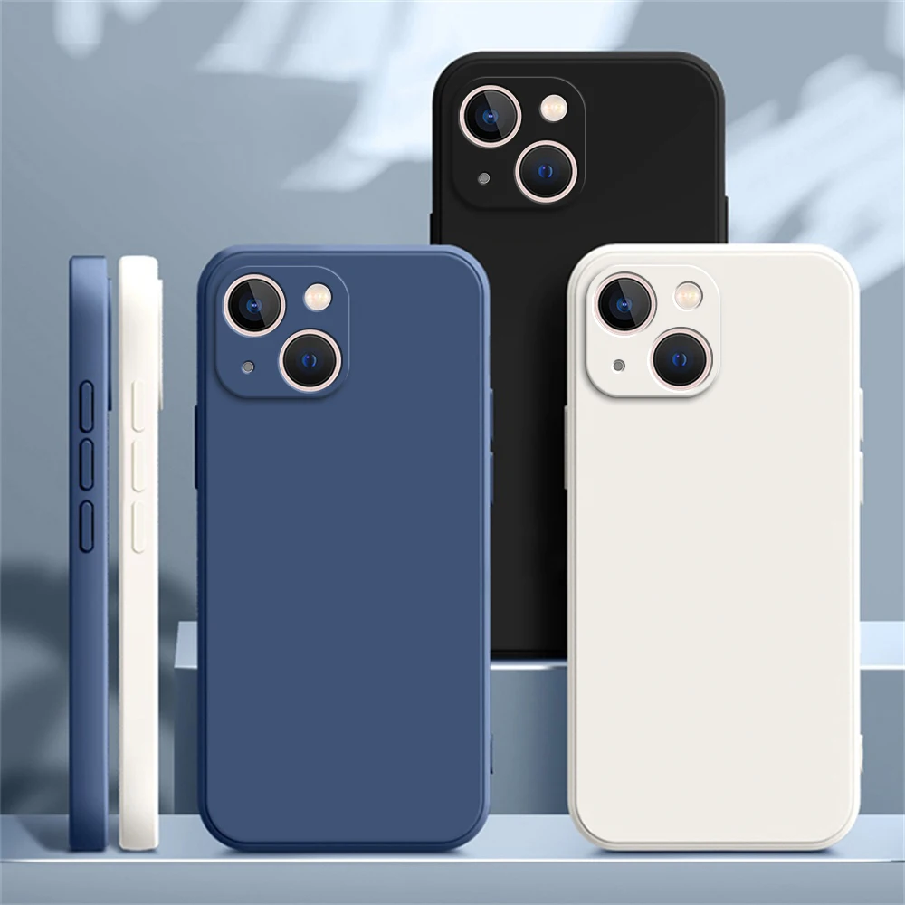 Funda de teléfono de silicona líquida cuadrada Original para iPhone 14 13 7 8 Plus X XR XS 11 12 Pro Max SE 2 3 funda protectora de cámara de lujo - imagen 2