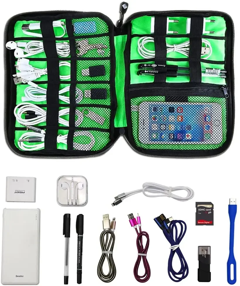 Organizador de cables, bolsas de almacenamiento, Kit de sistema, estuche, Cable de datos USB, auricular, bolígrafo, Banco de energía, dispositivos digitales, bolsas de viaje - imagen 2