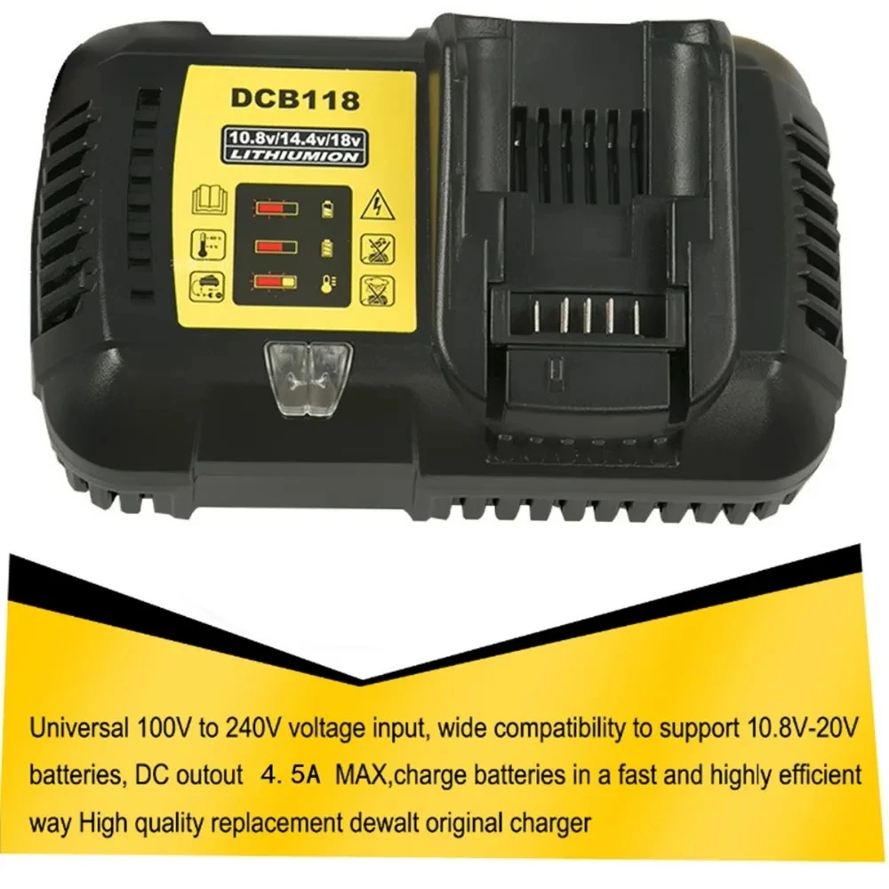 Cargador de batería DCB118 3A 4.5A para batería Dewalt 10,8 V 12V 14,4 V 18V 20V DCB200 DCB101 DCB115 DCB107 DCB105 DCB140 y DCB112 - imagen 3