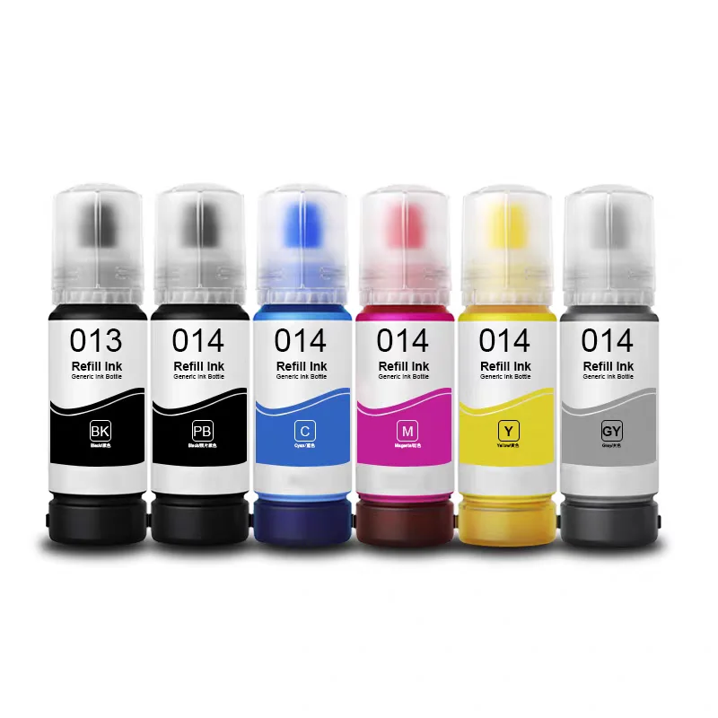 1 Juego de 6 colores 70ML 013 014 compatible con impresora Epson 011 012 114 115 552 L8160 L8050 L8168 L8180 L8188 ET-8500 ET-8550 - imagen 5