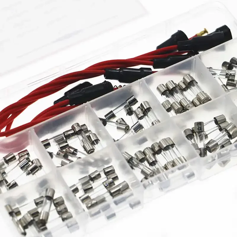 5 uds 5x20mm portafusibles tipo tornillo con cable 16AWG 100 Uds fusible de tubo de vidrio de soplado rápido Kit surtido 12V-250V - imagen 5