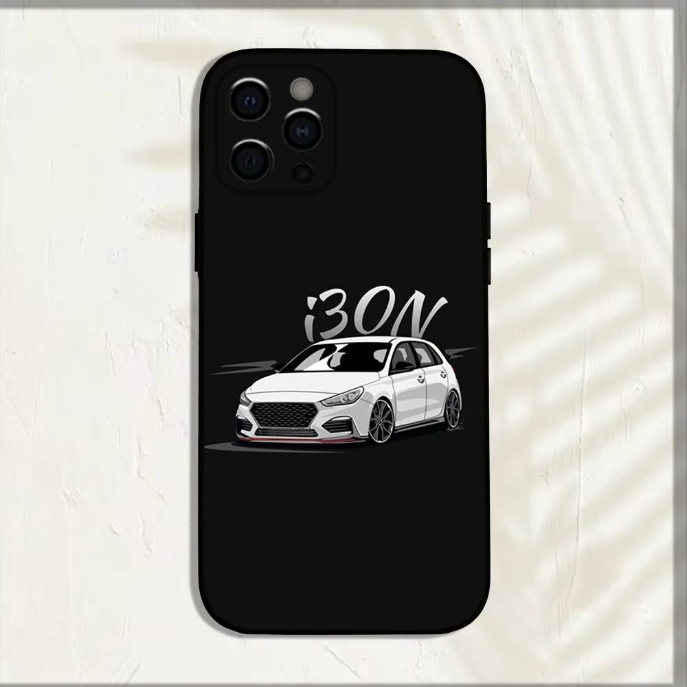 Funda de teléfono I-I30N de coche deportivo azul y rojo para iPhone 16,15,14,13,12,11,Pro,X,XS,Max,XR,Plus,Mini cubierta negra suave - imagen 3