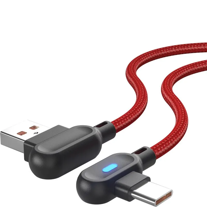 Cable de carga rápida tipo C para juegos, Cable de datos trenzado, doble codo ligero, para Samsung, Xiaomi, teléfono móvil, 66W - imagen 5