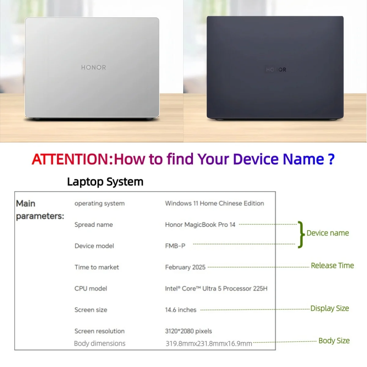 Funda mate para HONOR MagicBook Pro 14 2025, funda para portátil de 14,6 pulgadas, carcasa de plástico duro ultrafina, FMB-PM/FMB-P antihuellas - imagen 2