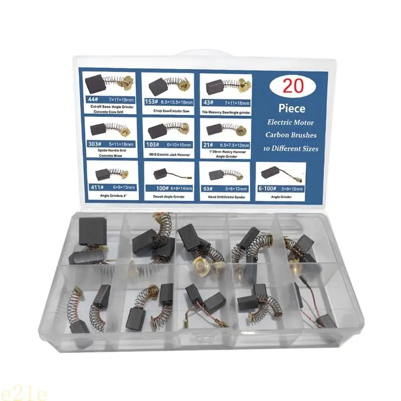 E21E 20pcs Motor eléctrico Cepillos carbono 10 Mezcla cobre diferente tamaño cepillo para reparación - imagen 2