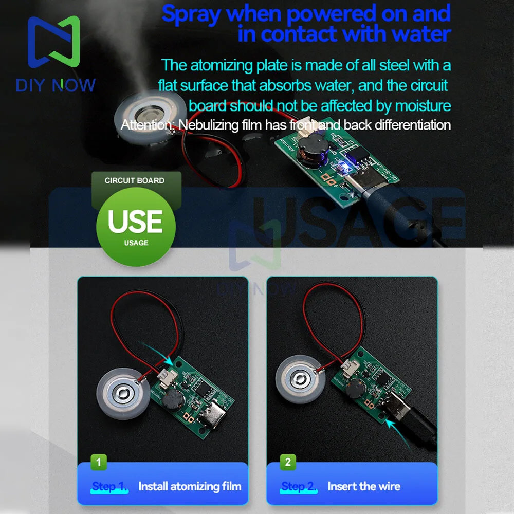 Módulo de atomización humidificador de un solo pulverización DC 5V 1,5-2W, humidificador de planta de aire en aerosol alimentado, placa controladora de atomización tipo C - imagen 3