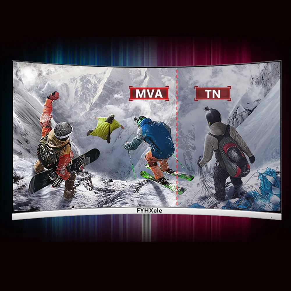 FYHXele-Monitor curvo para juegos, pantalla FY27FMC-B de 27 pulgadas, 2800R, 1920x1080 FHD, 16:9 VA, 75Hz, frecuencia de actualización, 2ms, tiempo de respuesta, 99% sRGB - imagen 3