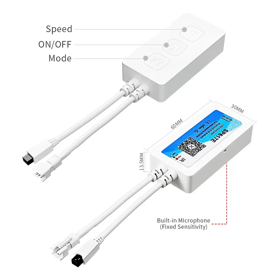 Controlador LED de música SK6812-RGBW SP617E micrófono incorporado WS2814 TM1824 SM16704 UCS2904 tira de luz LED aplicación Bluetooth IOS DC5-24V - imagen 2
