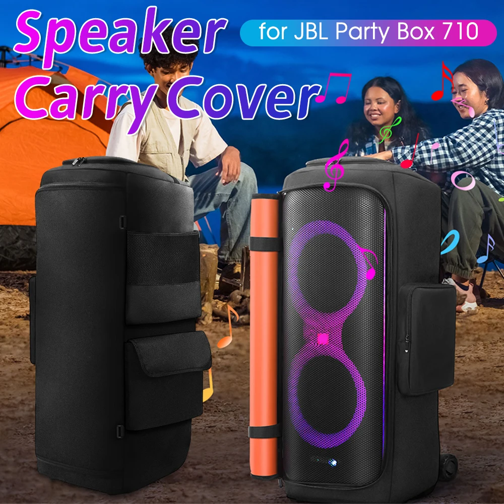 Estuche antipolvo para altavoz portátil con bolsillo para micrófono, bolsa de almacenamiento para altavoz de doble cara, resistente al agua para accesorios JBL Party Box 710