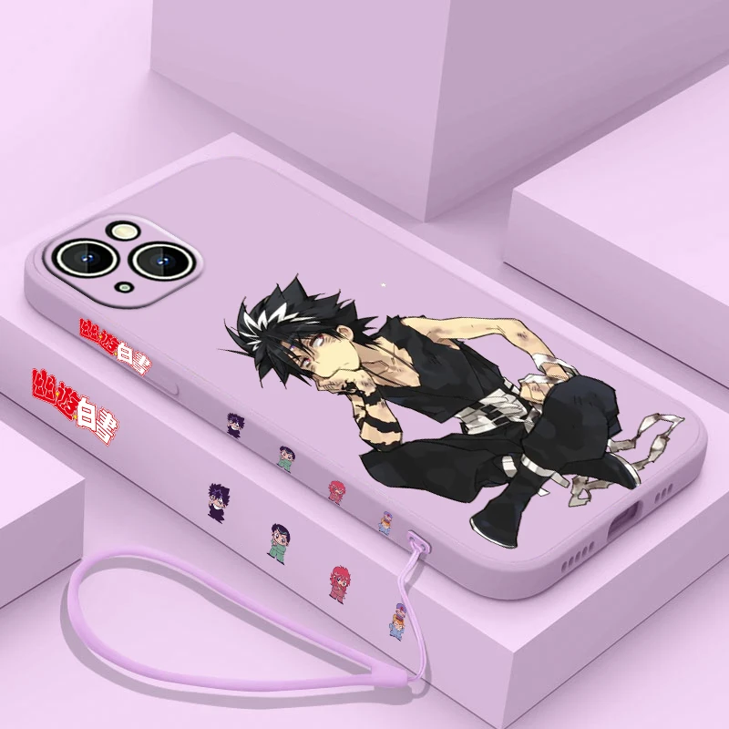 Yu Hakusho Hiei funda de teléfono para Apple iPhone 15 14 13 12 11 Pro Max Plus 8 7 SE funda de Capa de cuerda izquierda líquida - imagen 5