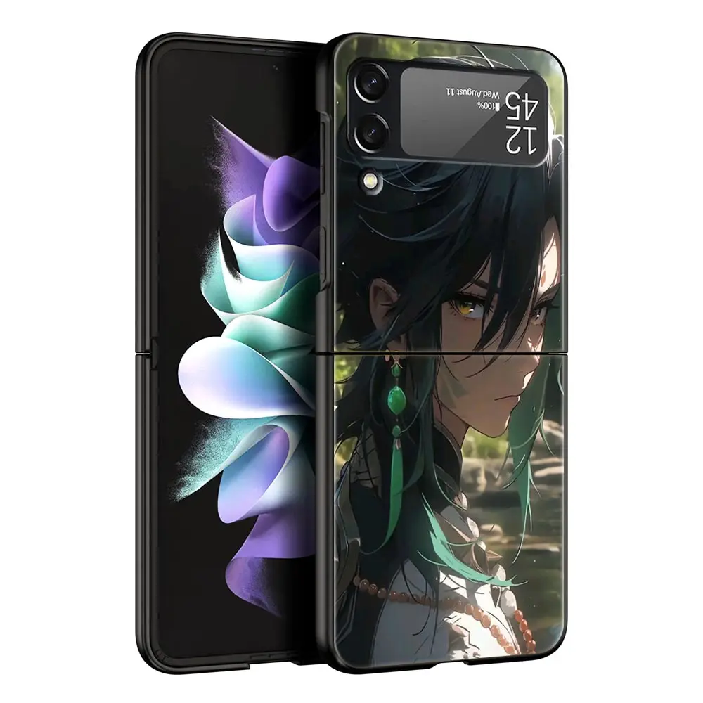 Funda de teléfono Genshin impact dragon Zhongli para Samsung Z Flip3 Flip4 Flip5, carcasa de PC para Z Flip 3 4 5, carcasa dura plegable - imagen 4