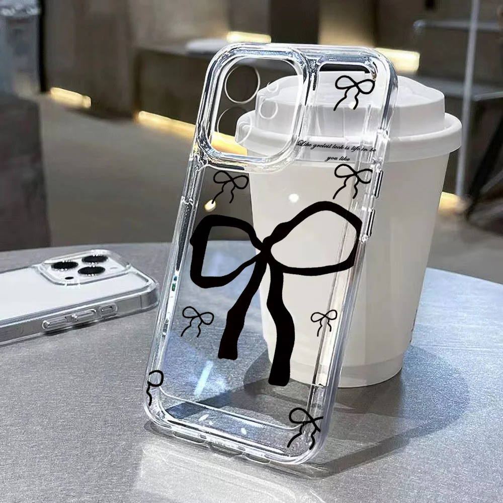 Funda de teléfono con nudo de lazo para iPhone 16E 16 Pro Max 13 11 15 14 12 16promax 15promax 14promax Funda de silicona suave transparente