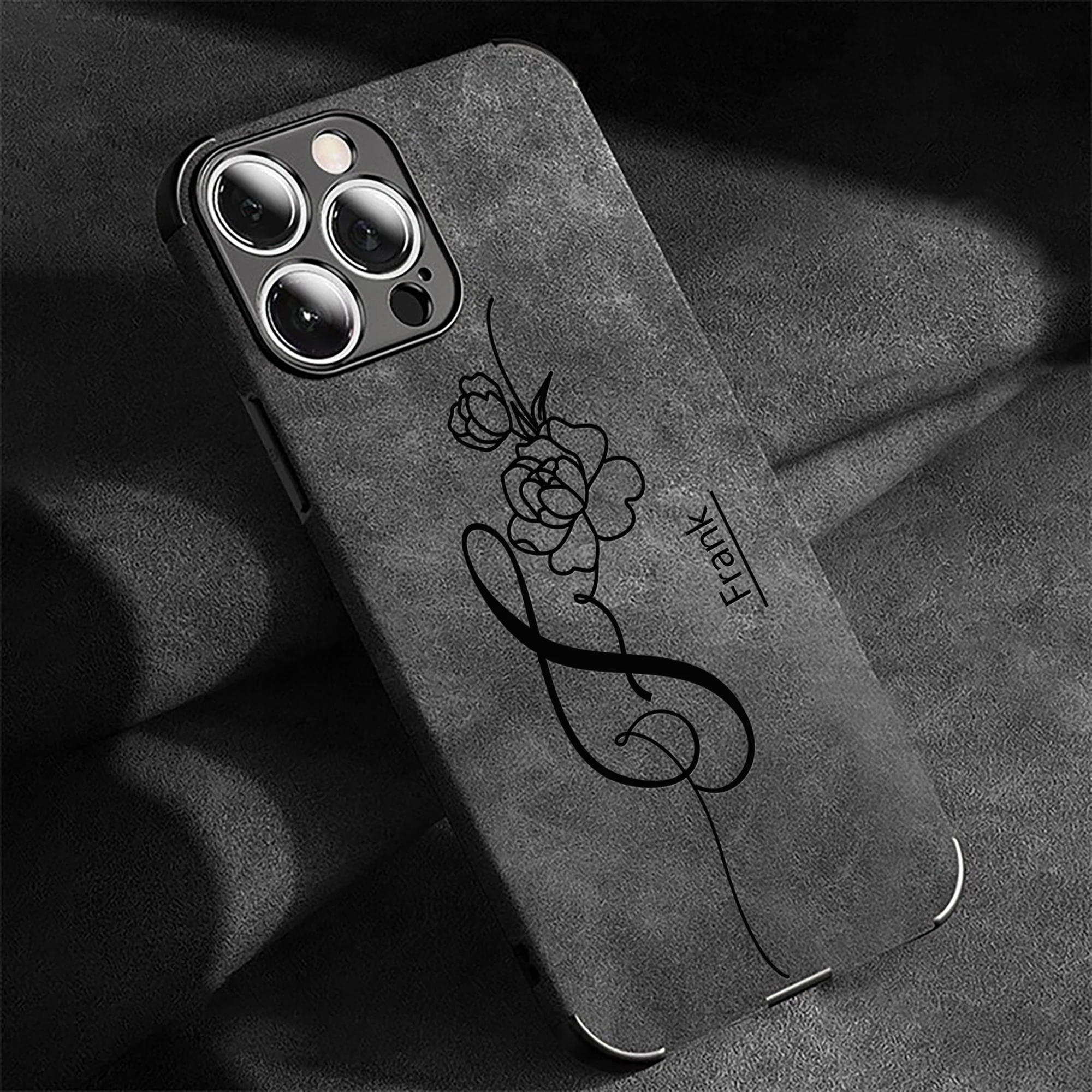 Nombre personalizado Patrón de rosa personalizado Funda de teléfono de cubierta completa para iphone17 16 15 14 13 12 11ProMax Plus, Funda suave de cuero de piel de espuma - imagen 4