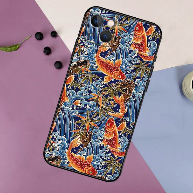 Tatuaje japonés Koi Dragon Wave funda de silicona para iPhone 17 15 14 13 12 11 Pro Max 16 Plus 12 13 Mini 16e 17 Air contraportada - imagen 3
