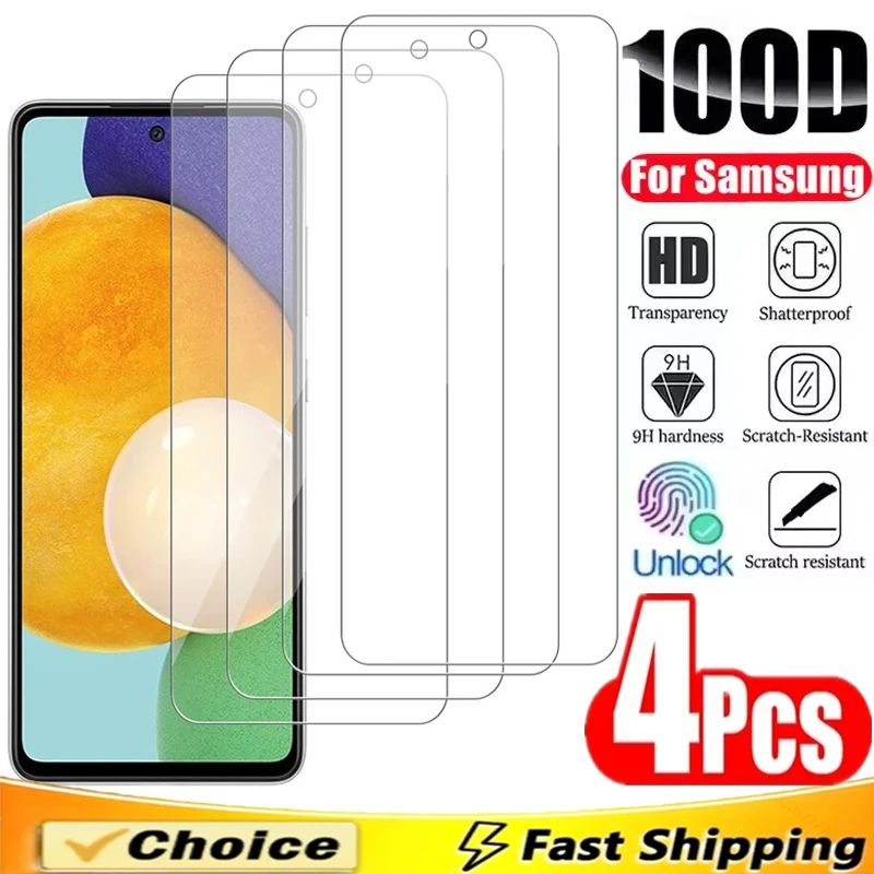 4 Uds Protector de pantalla para Samsung A56 A55 A36 A35 A54 A53 A52 A34 A33 A16 A13 A14 A15 A52S A32 A26 A51 S10E S20FE vidrio templado