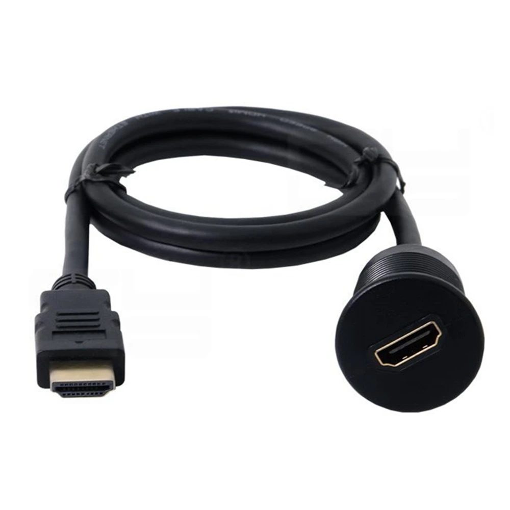 Conector de montaje para coche compatible con HDMI, cable de extensión para camión, barco, motocicleta, Dashba ord montado empotrado con placa de montaje - imagen 2